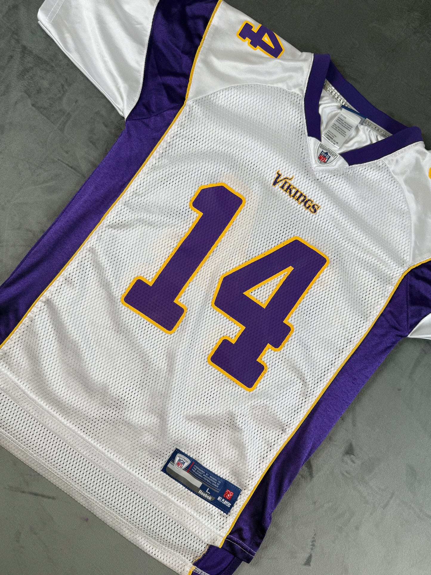Minnesota Vikings Joe Webb #14 White NFL Reebok Jersey – Youth Size Large