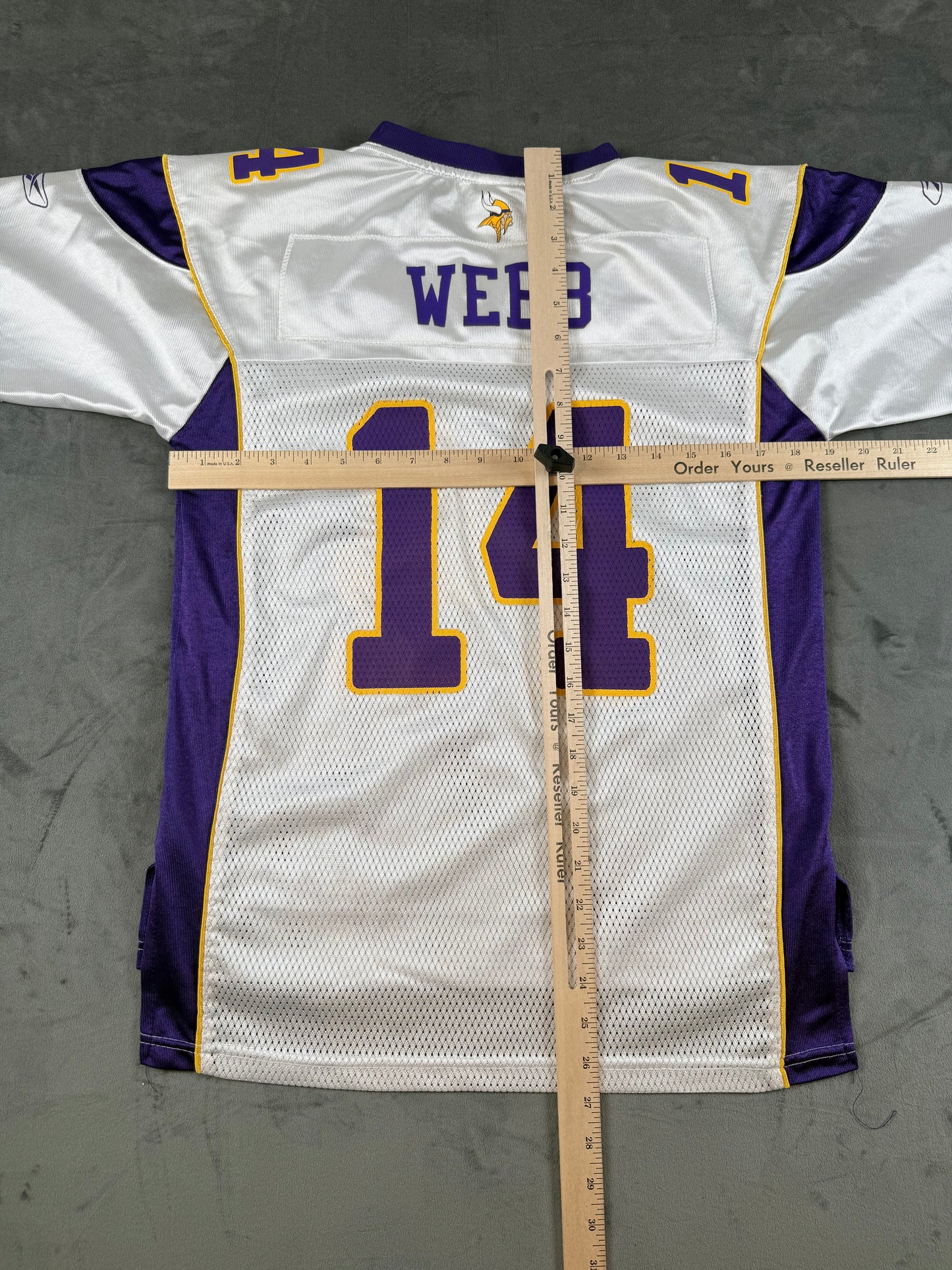 Minnesota Vikings Joe Webb #14 White NFL Reebok Jersey – Youth Size Large