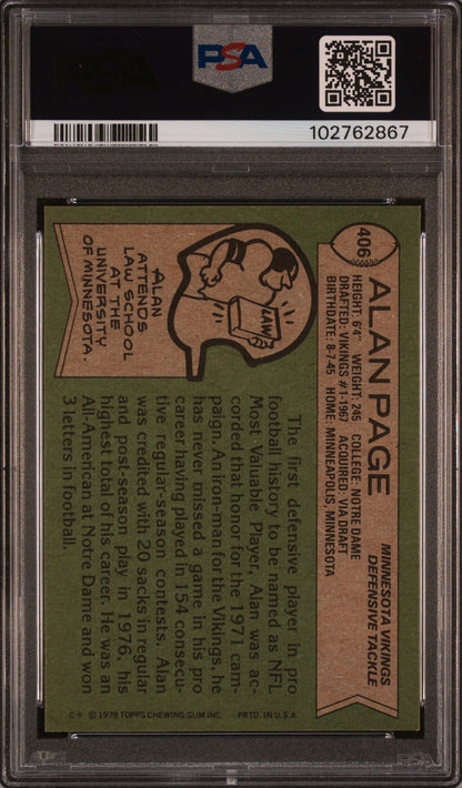 1978 Topps Alan Page Minnesota Vikings PSA NM 7