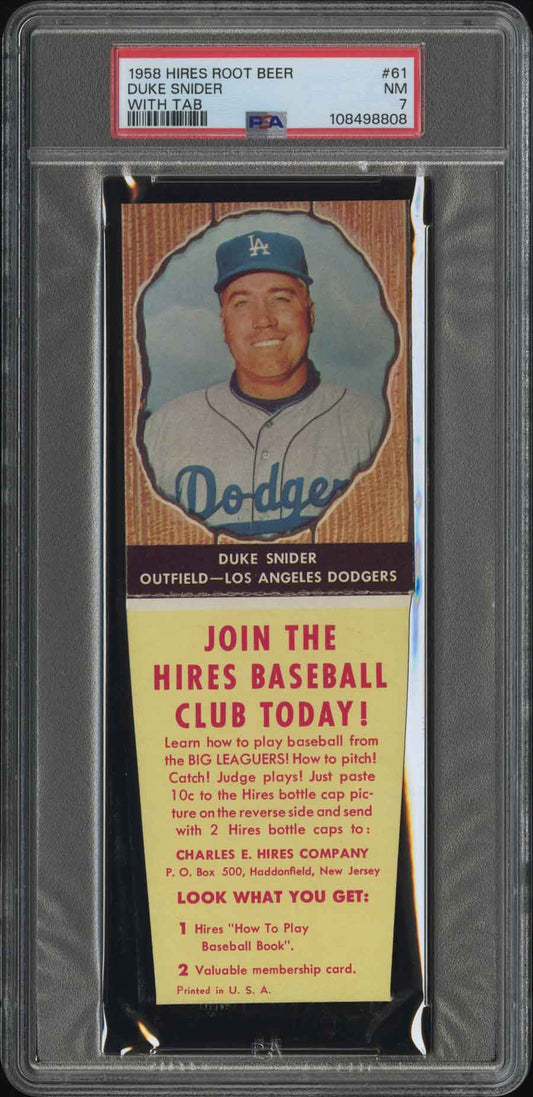 1958 Hires Root Beer Duke Snider With Tab PSA 7 Near Mint HOF